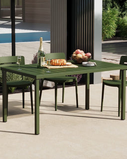 WestinTrends Playa 59" Iron Metal Outdoor Rectangular Patio Dining Table For 6, Olive Green